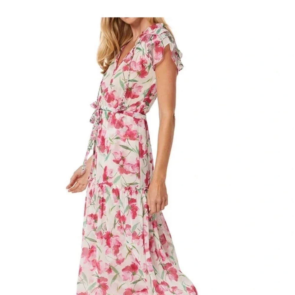 MISA LOS ANGELES nika dress in fuschia mix Floral Pink Maxi Dress